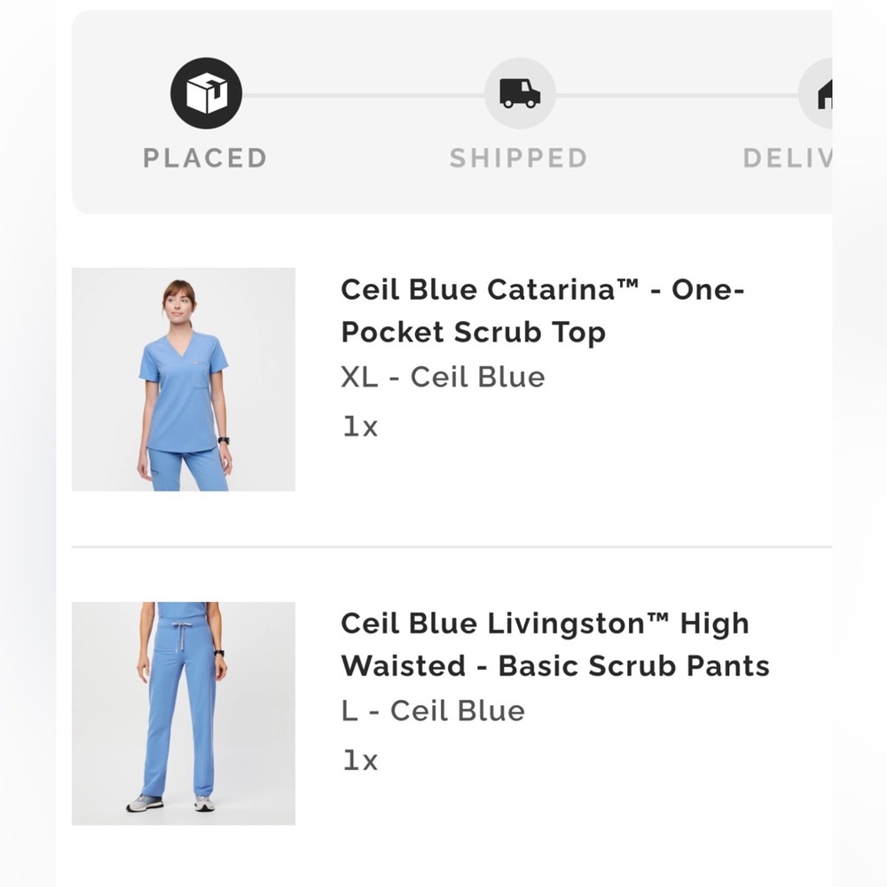 NWT FIGS Women's Large Scrub top and Extra Large Light Scrub Pants